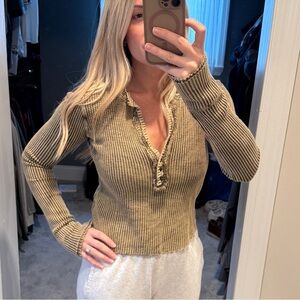 Free people Ribbed Henley Sweater